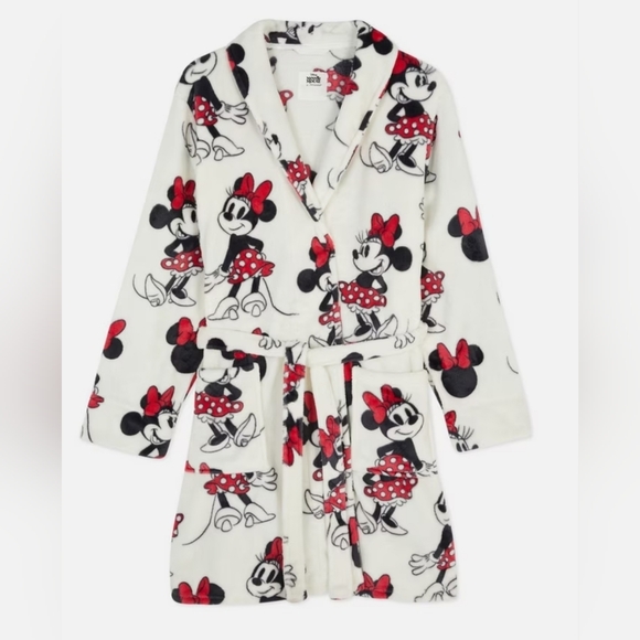 Disney Minnie Mouse White Robe with Red and Black Accents - Picture 1 of 2